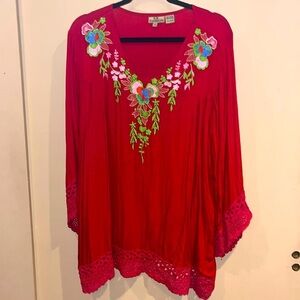 S.R. fashion rayon top with embroidery size 1X